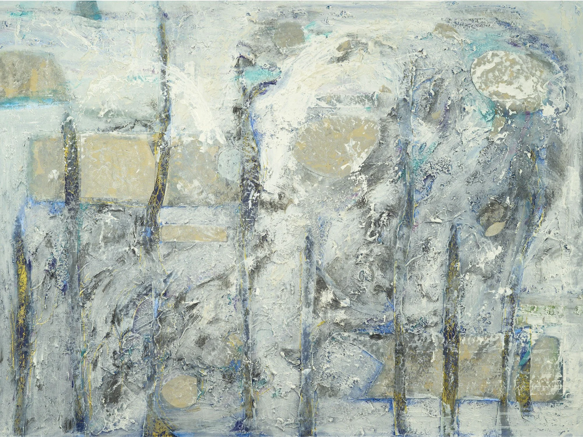 Snow Day, mixed-media artwork by Samantha Paris Estes.