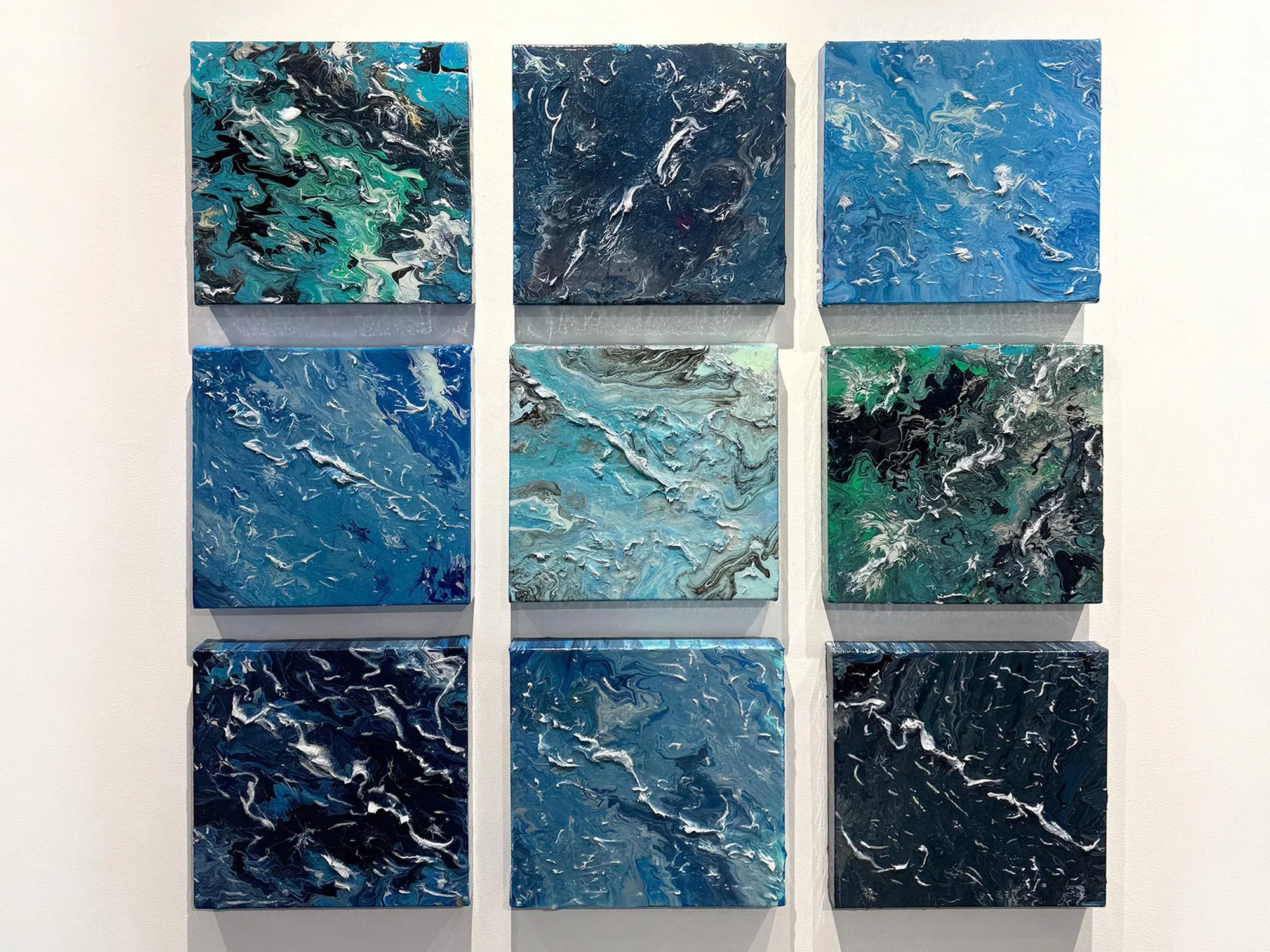 Immersed Series installation view featuring nine original abstract paintings