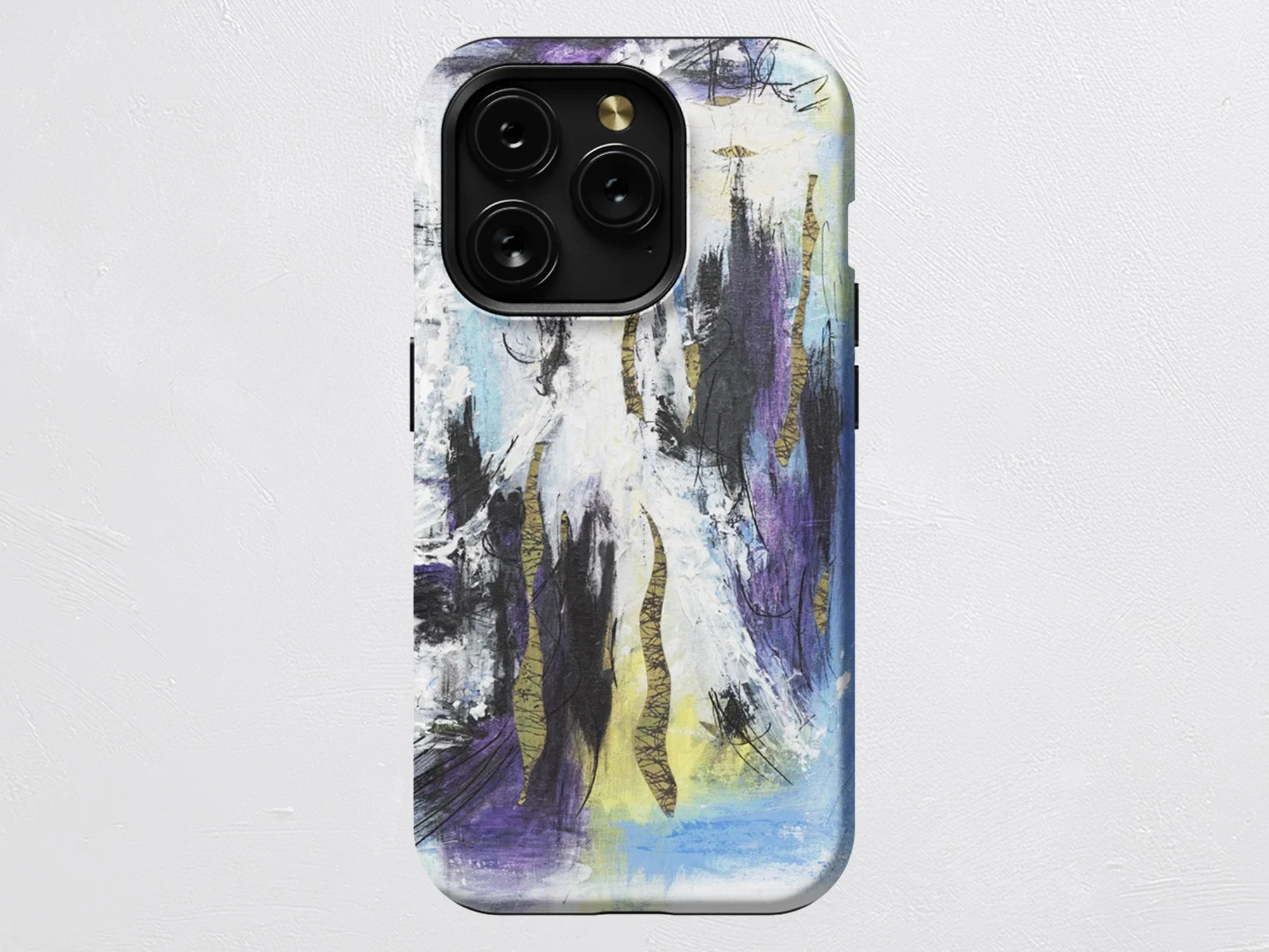 Custom art phone case featuring original abstract painting.