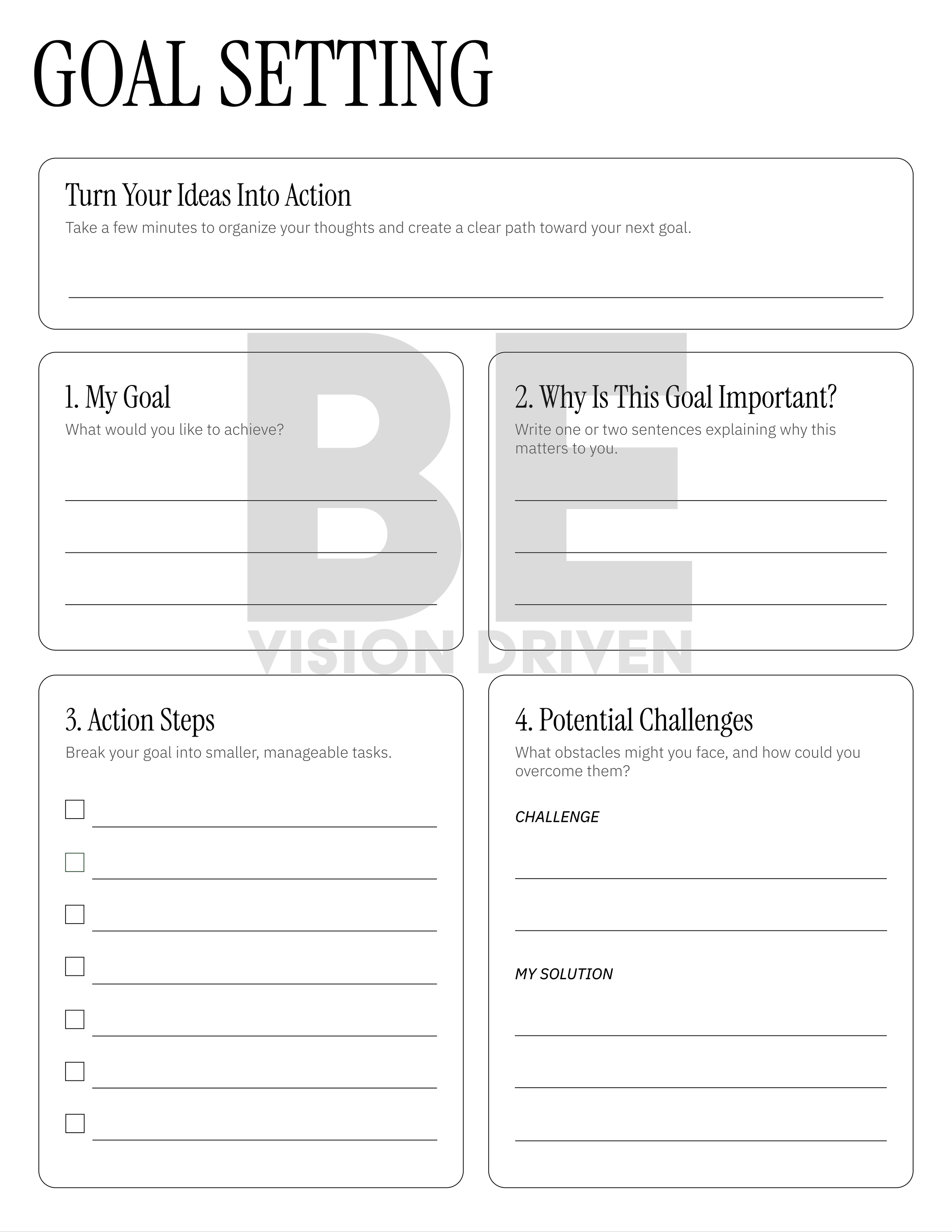 GOAL SETTING PRINTABLE TEMPLATE - FREE VERSION