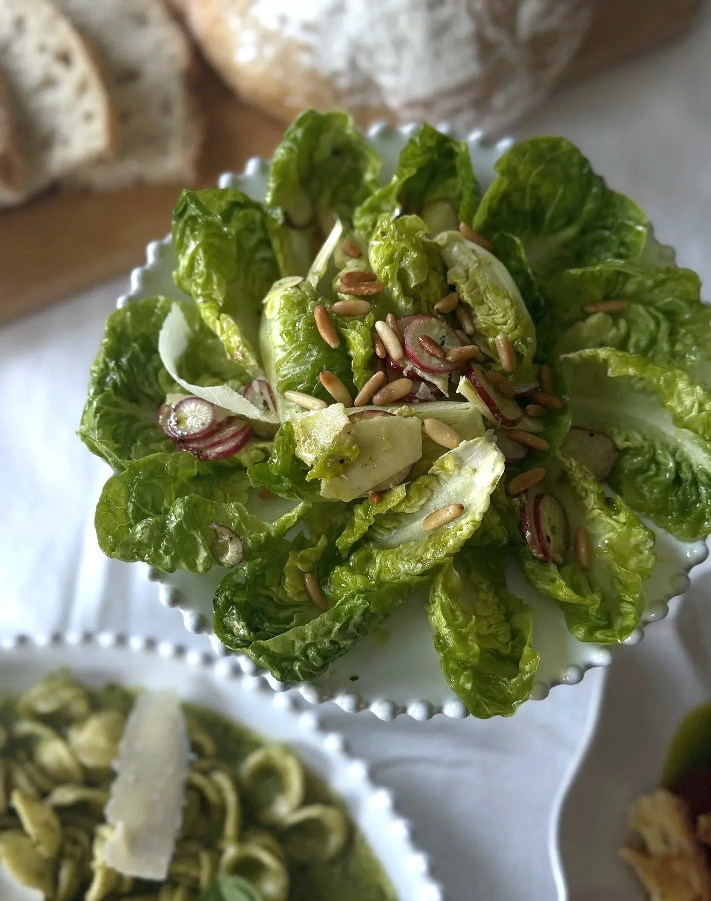 BABY GEM SALAD WITH BASIL OIL VINAIGRETTE