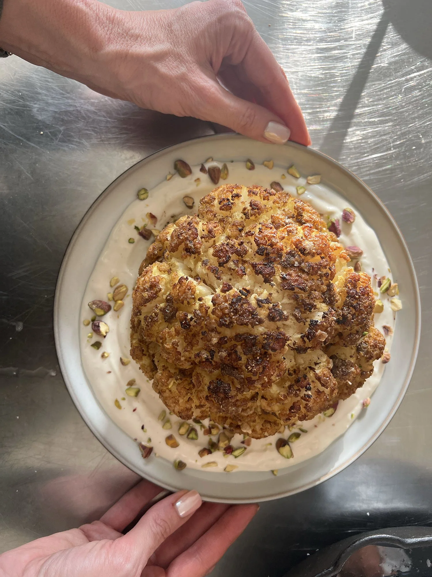 CHARRED CAULIFLOWER WITH CREAMY TAHINI YOGURT SAUCE