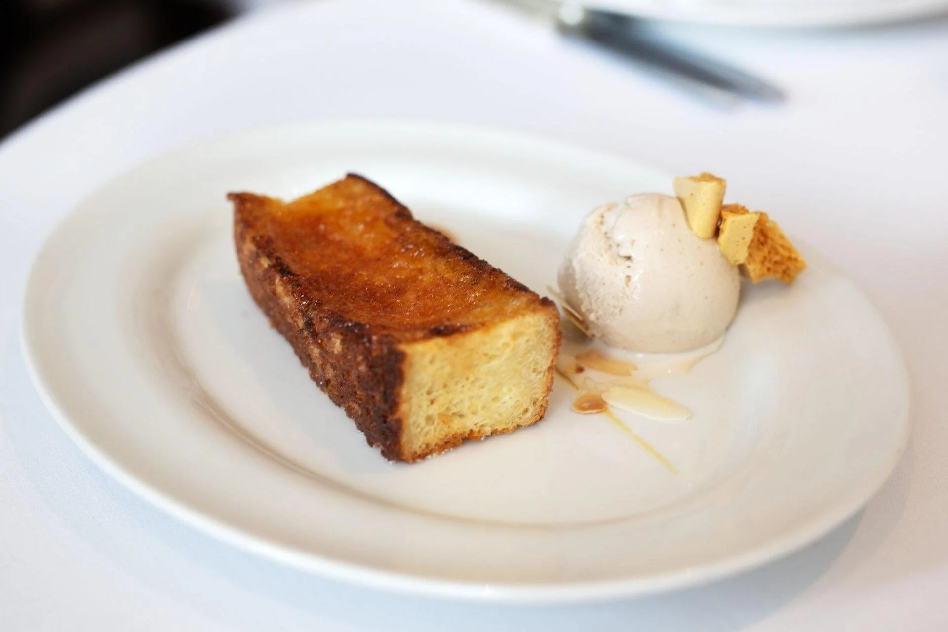 pain perdu dessert plated at la petite maison