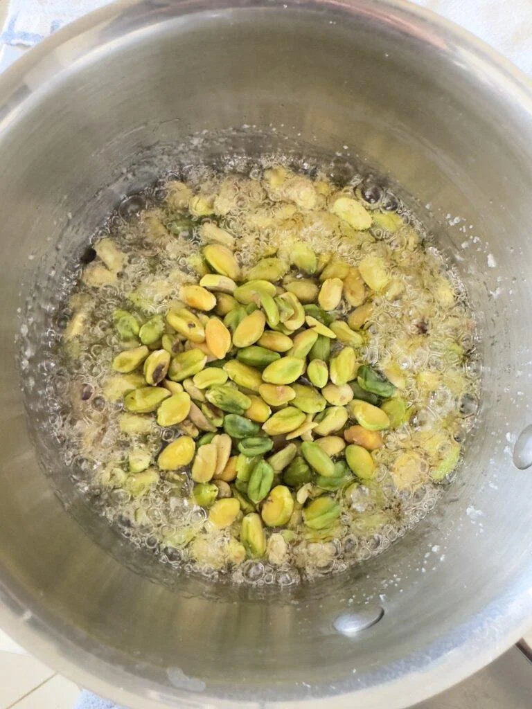 blanched pistachios in sugar syrup