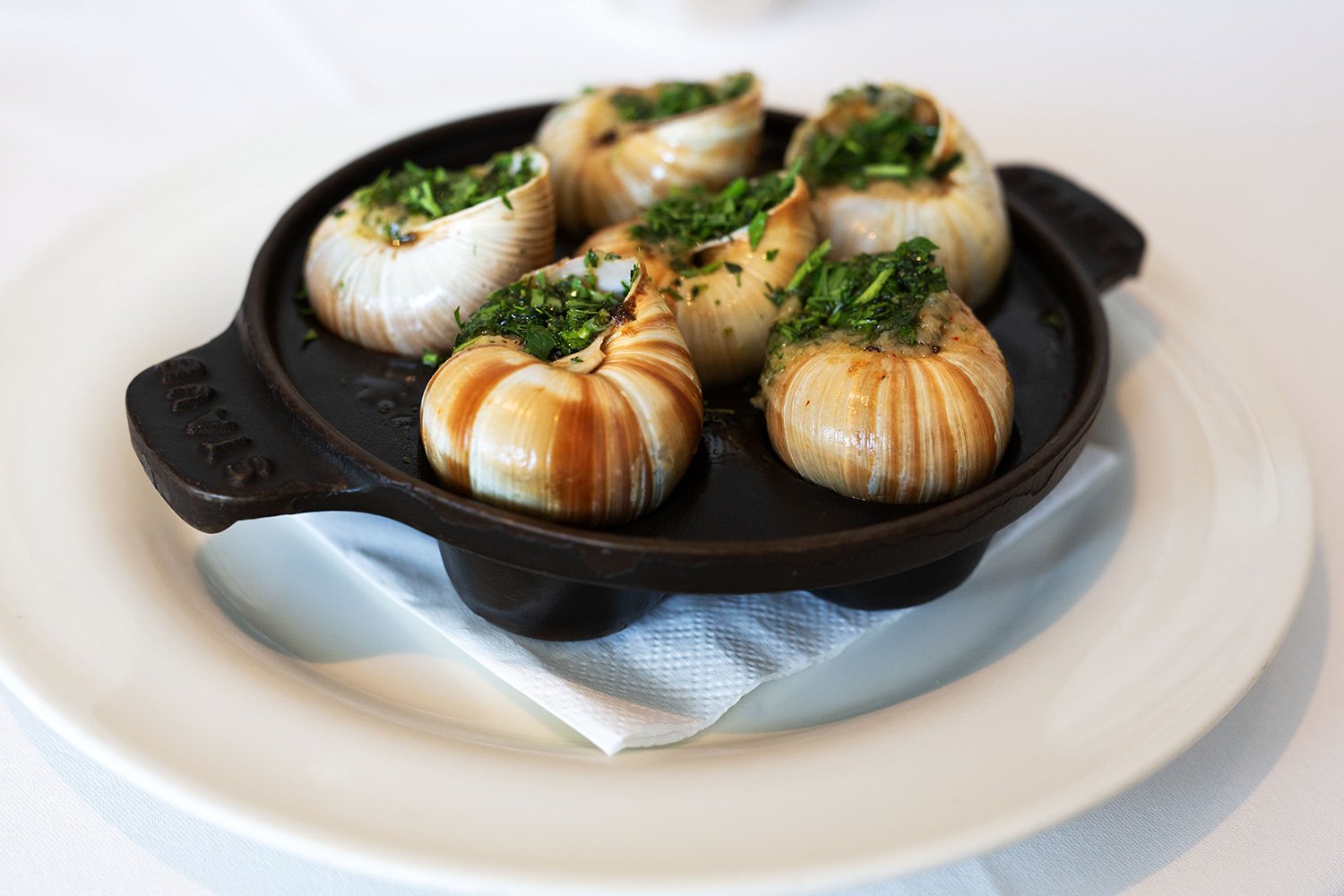 plated escargot at la petite maison