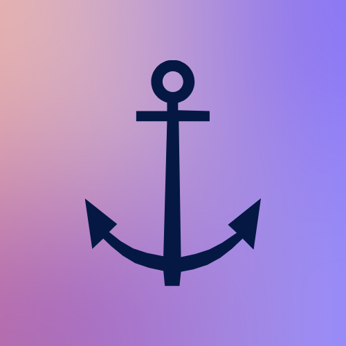 Silhouette of an anchor on a gradient purple background.