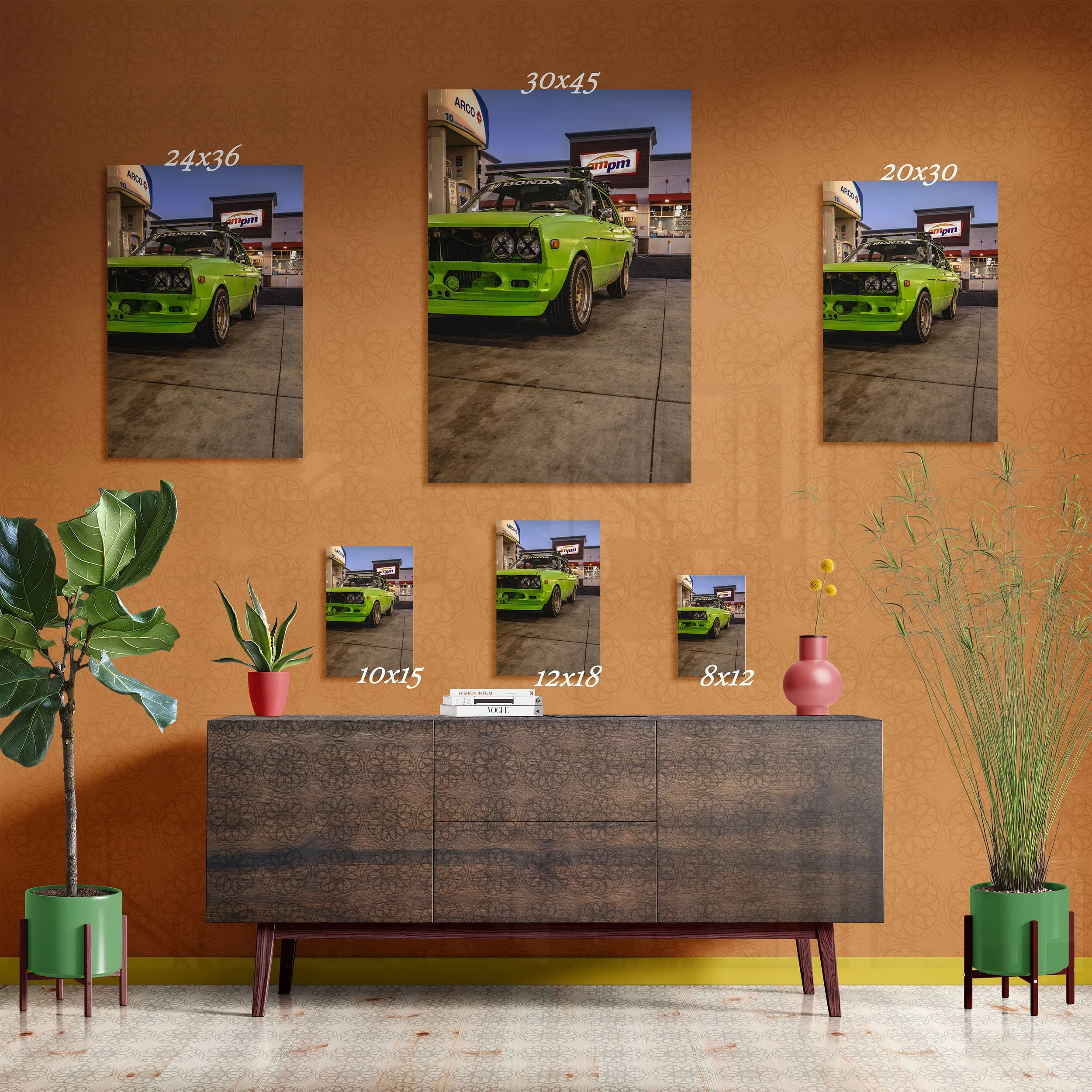 Green Machine Under Gas Station Lights (Portrait) - Fine Art Print
