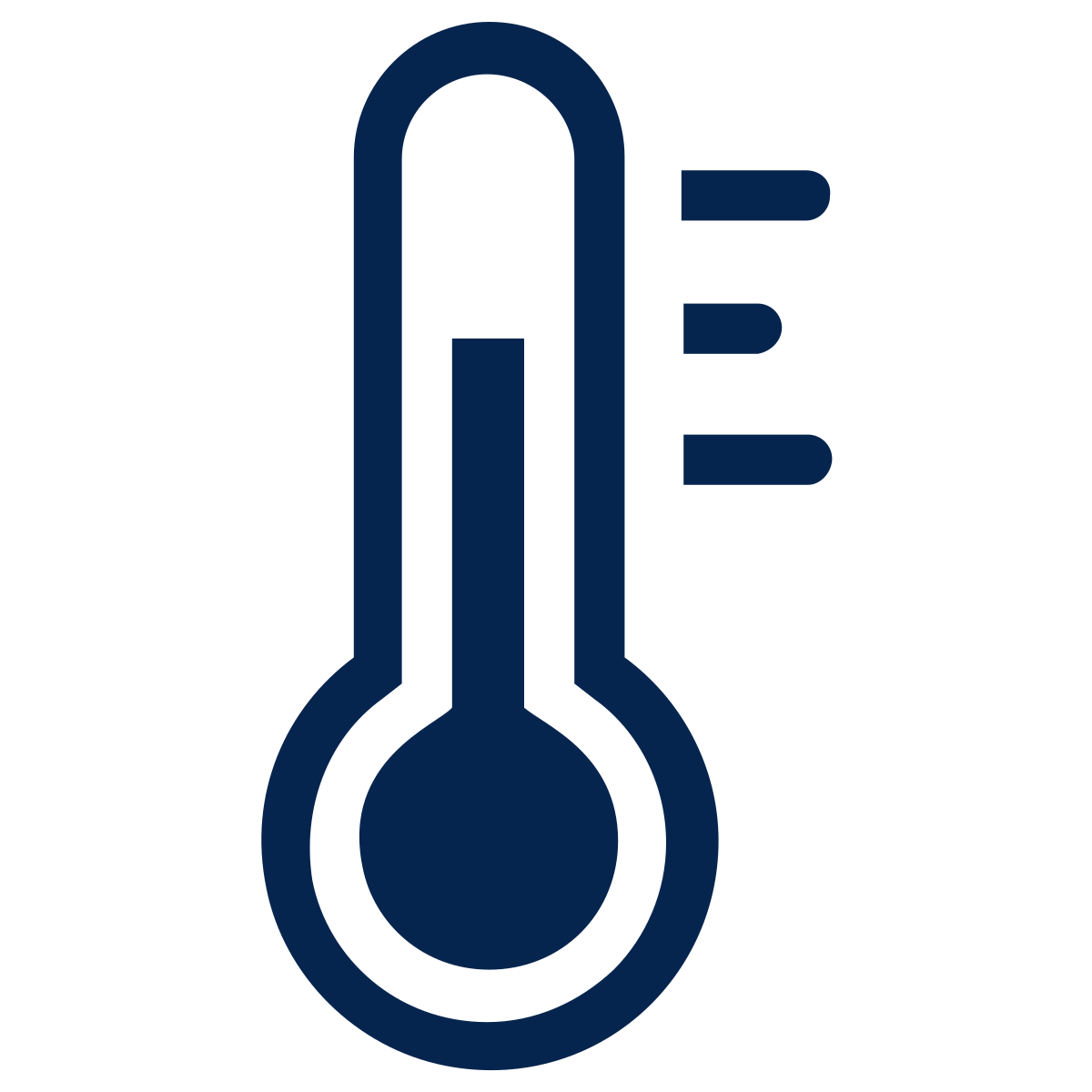 Icon of a thermometer with three lines indicating temperature levels.
