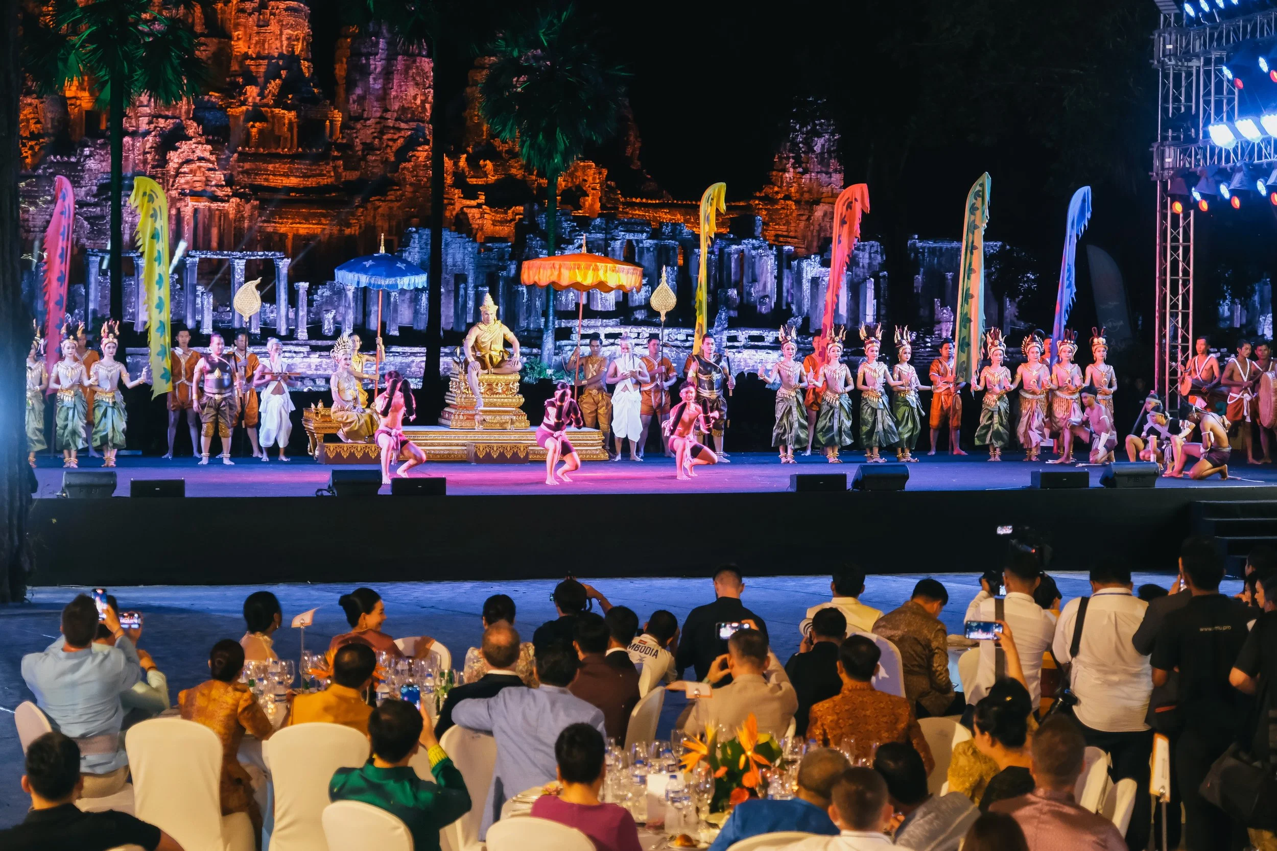 Traditional Cambodian entertainment welcomes guests to Bayon Temple at Angkor Wat