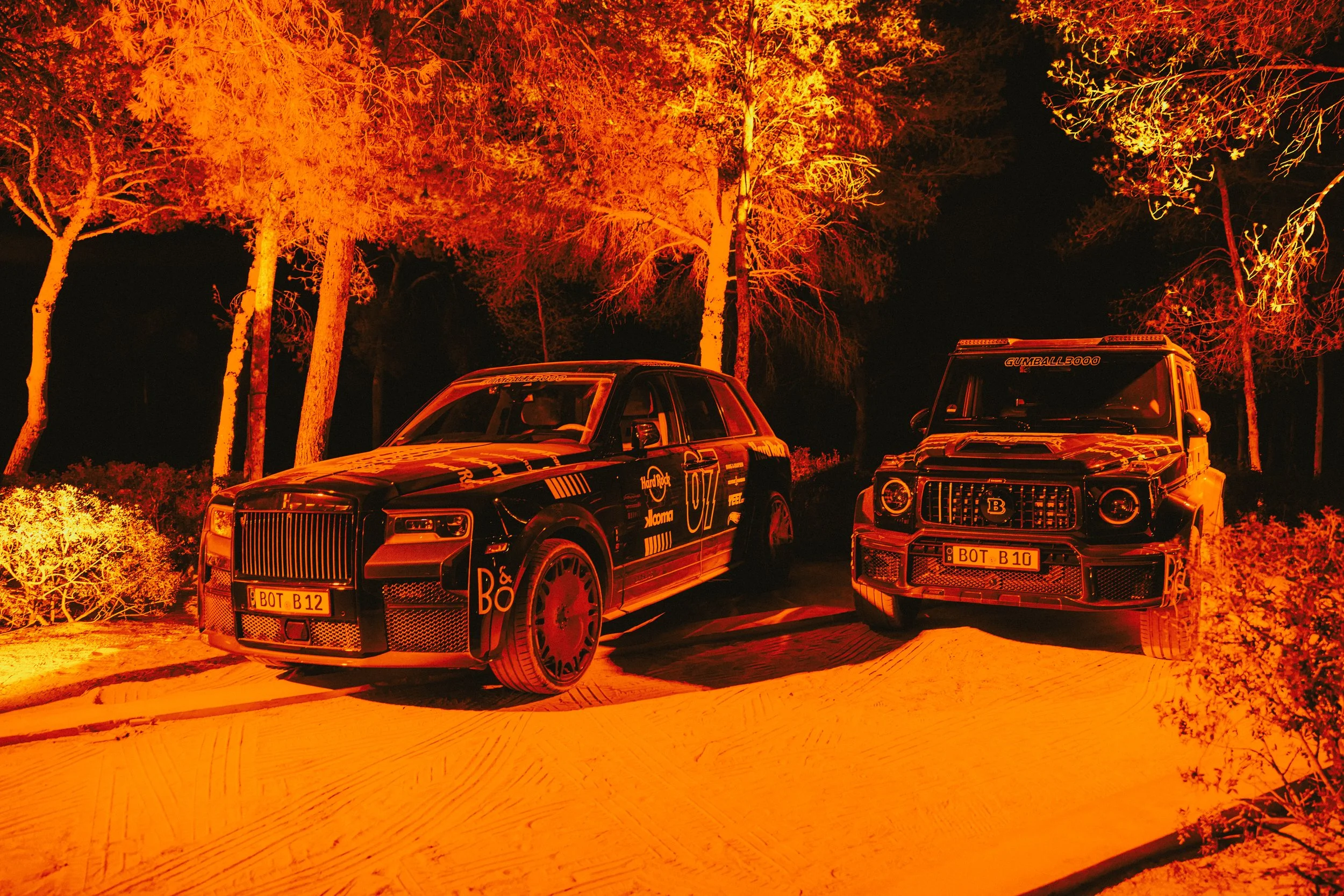 Gumball display cars nestled into the garden