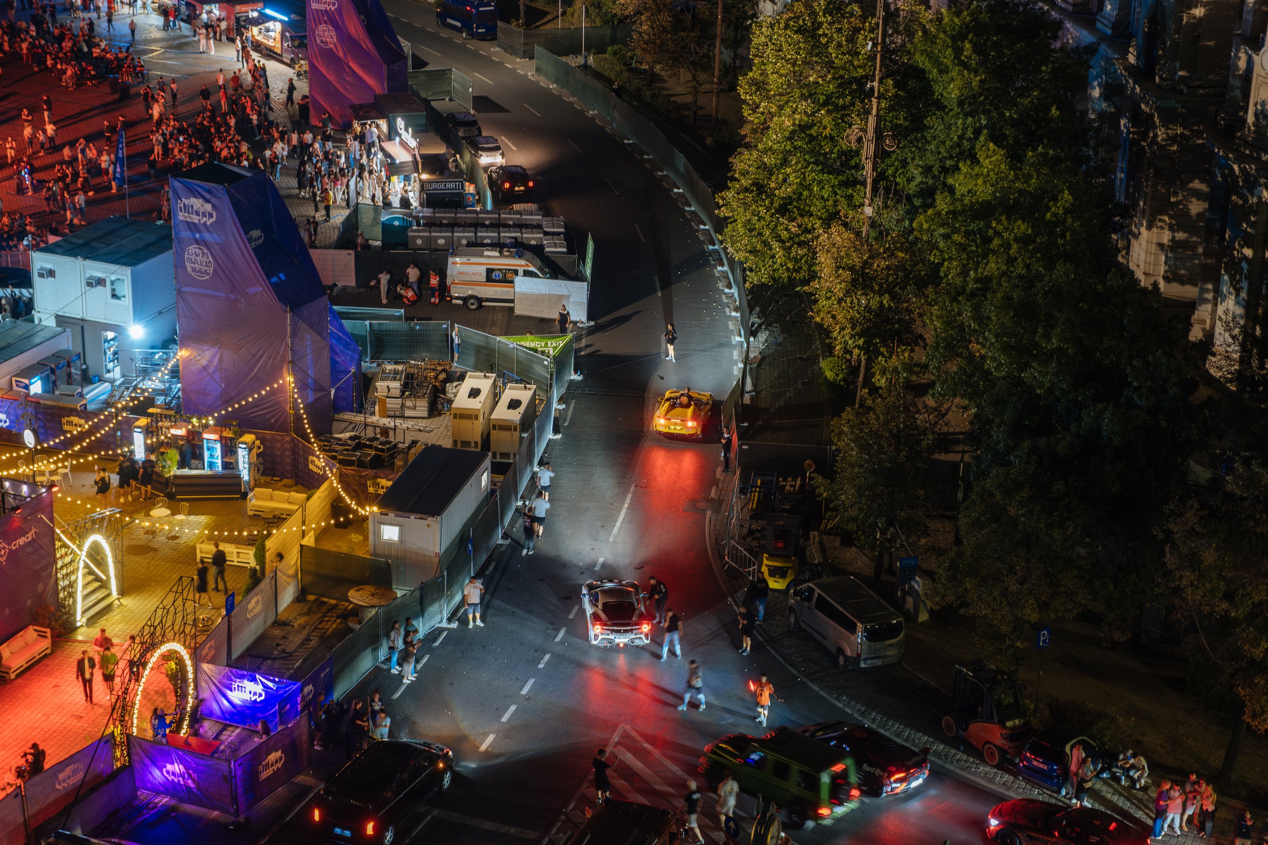 Gumball cars start to arrive at Constitution Square, Bucharest