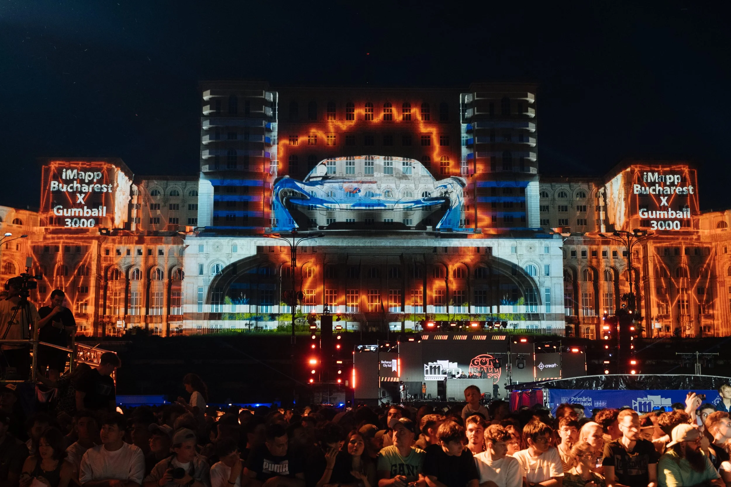 Gumball 3000 customised video mapping projections telling the story of the 26 year history