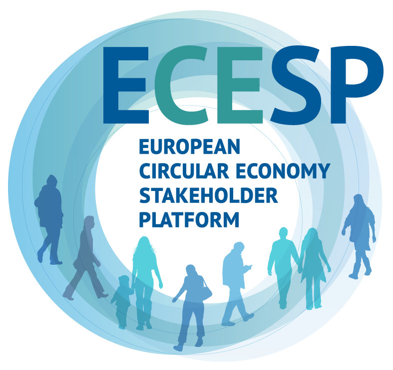 Illustration of people walking in a circular path, with large text reading "ECES" and additional text "ECONOMY" partially visible, suggesting a focus on the economy or economic themes.