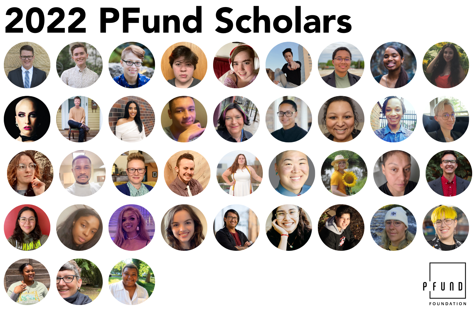  Image description: Photos submitted by 2022 PFund Scholars of themselves. 