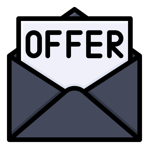 An envelope with a letter inside that says 'OFFER'_visible.