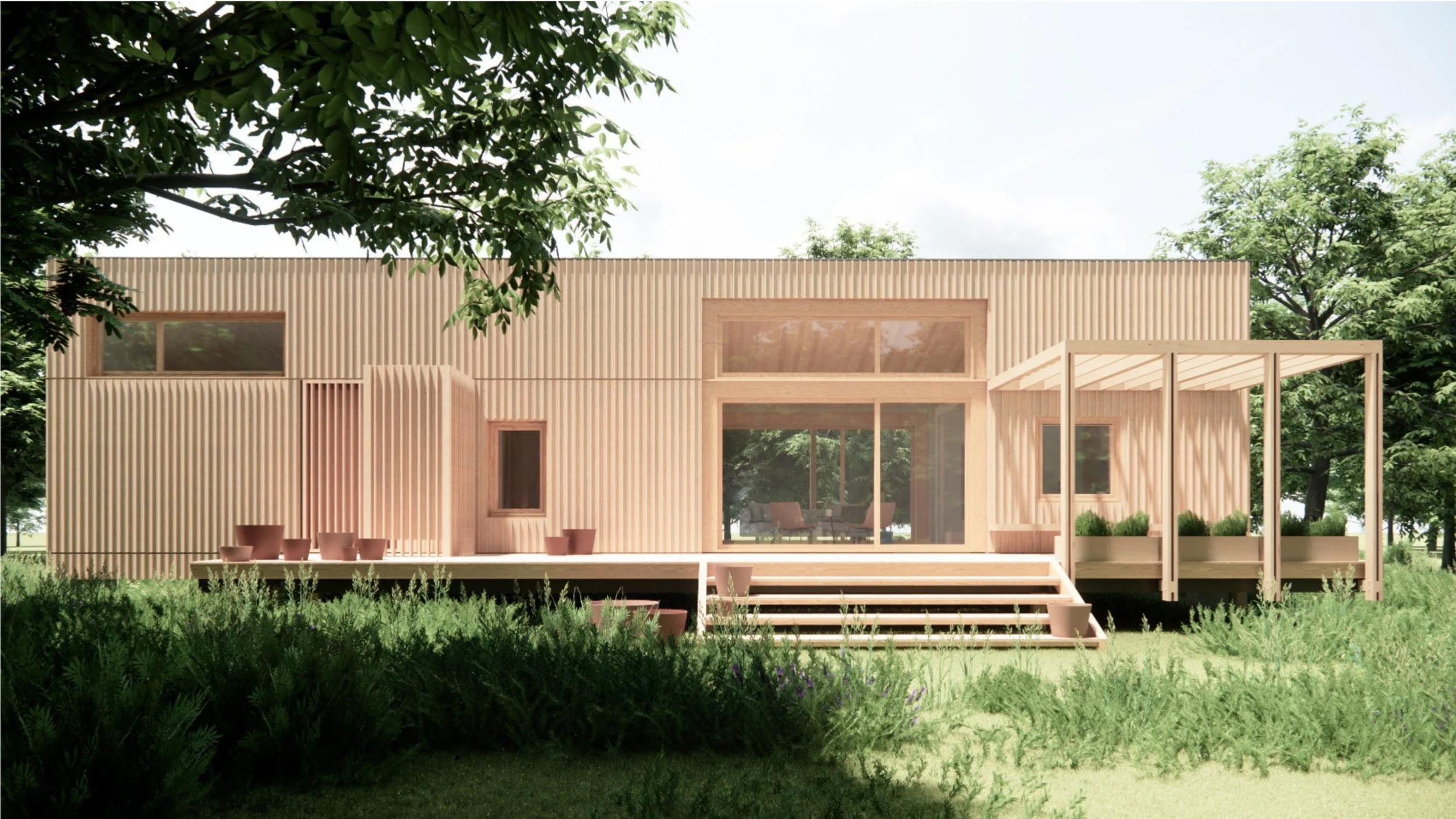 Natur • Beyond net-zero, biogenic prefab homes