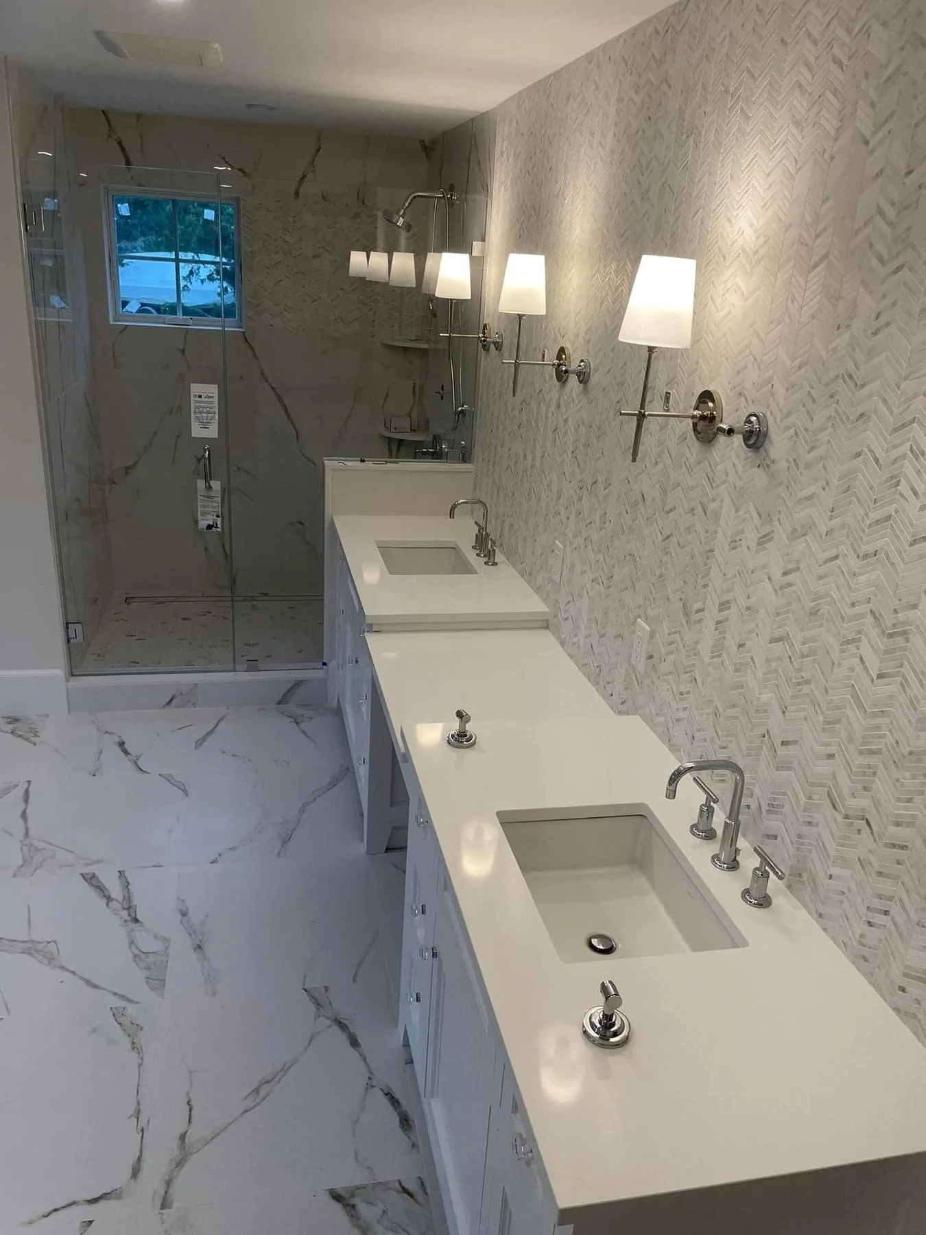 Professional bathroom tile installation for showers and floors using quality materials and expert workmanship.