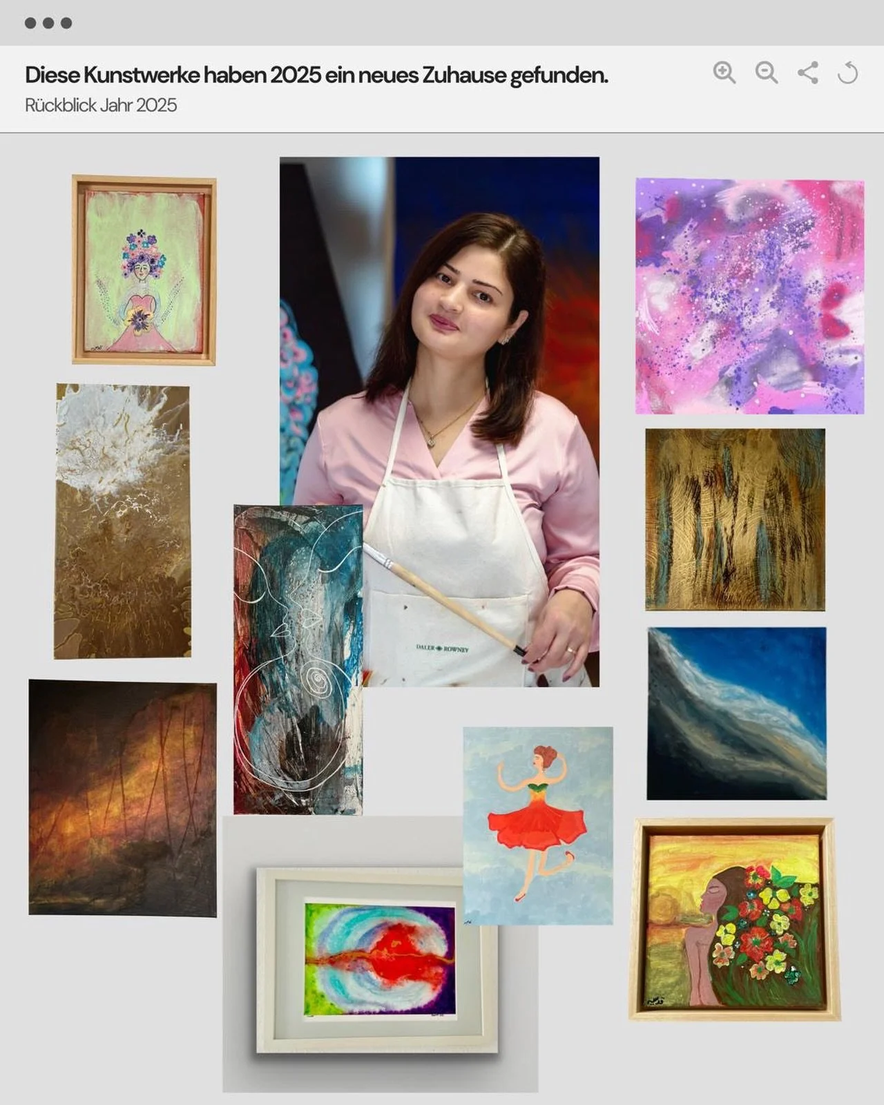 Diese Kunstwerke haben 2025 ein neues Zuhause gefunden ✨
Sie wurden an unterschiedliche Menschen und an verschiedenen Orten verkauft &ndash; jedes Werk mit seiner ganz eigenen Reise. Auch wenn keines davon im Rahmen einer Ausstellung verkauft wurde, 