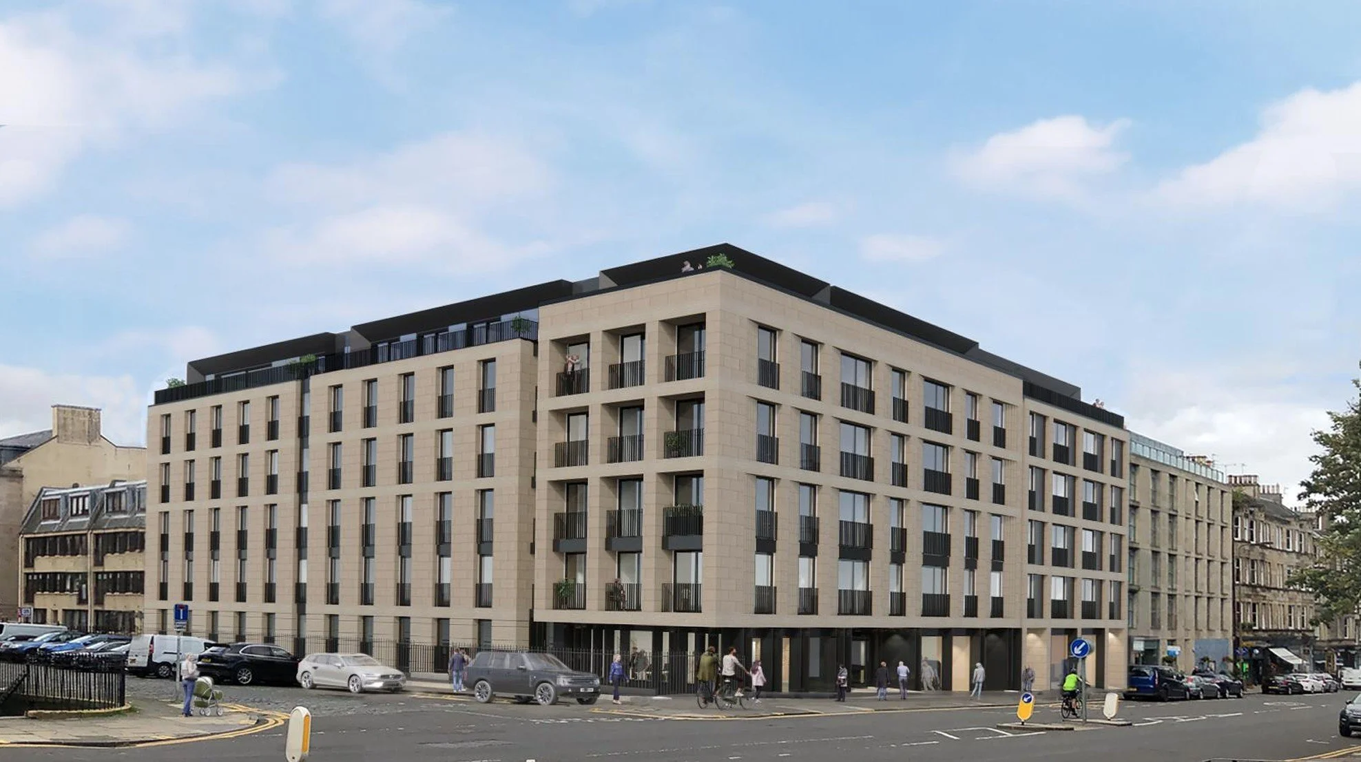 A minimalist design featuring a light green, abstract, circular pattern on a white background.