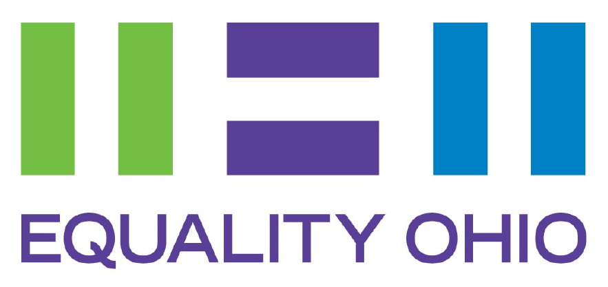 Logo for Equality Ohio with stylized letters and the organization name below.