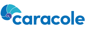 Caracole logo with stylized seahorse icon and company name in blue text