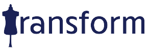 The word 'transform' in blue text with a keyhole in the letter 't'.