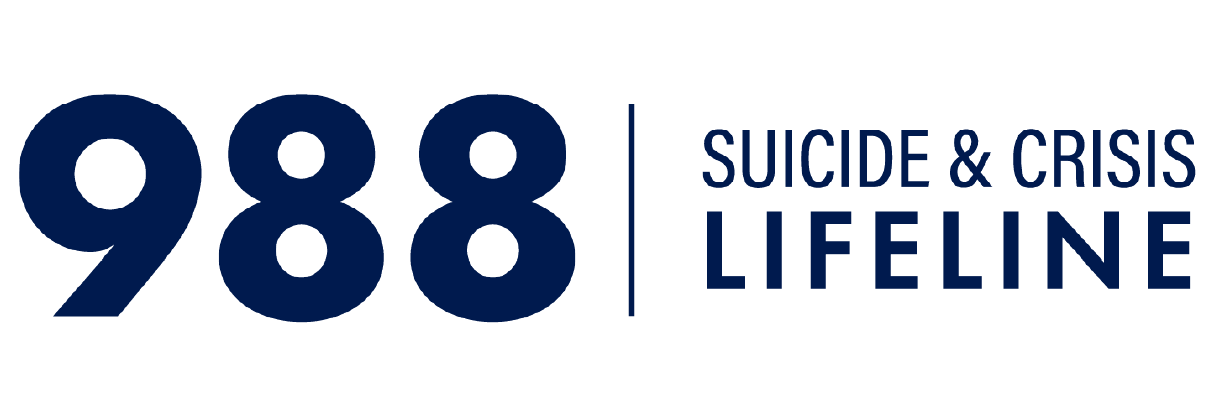 988 Suicide & Crisis Lifeline logo with large blue numbers and text in a professional design.