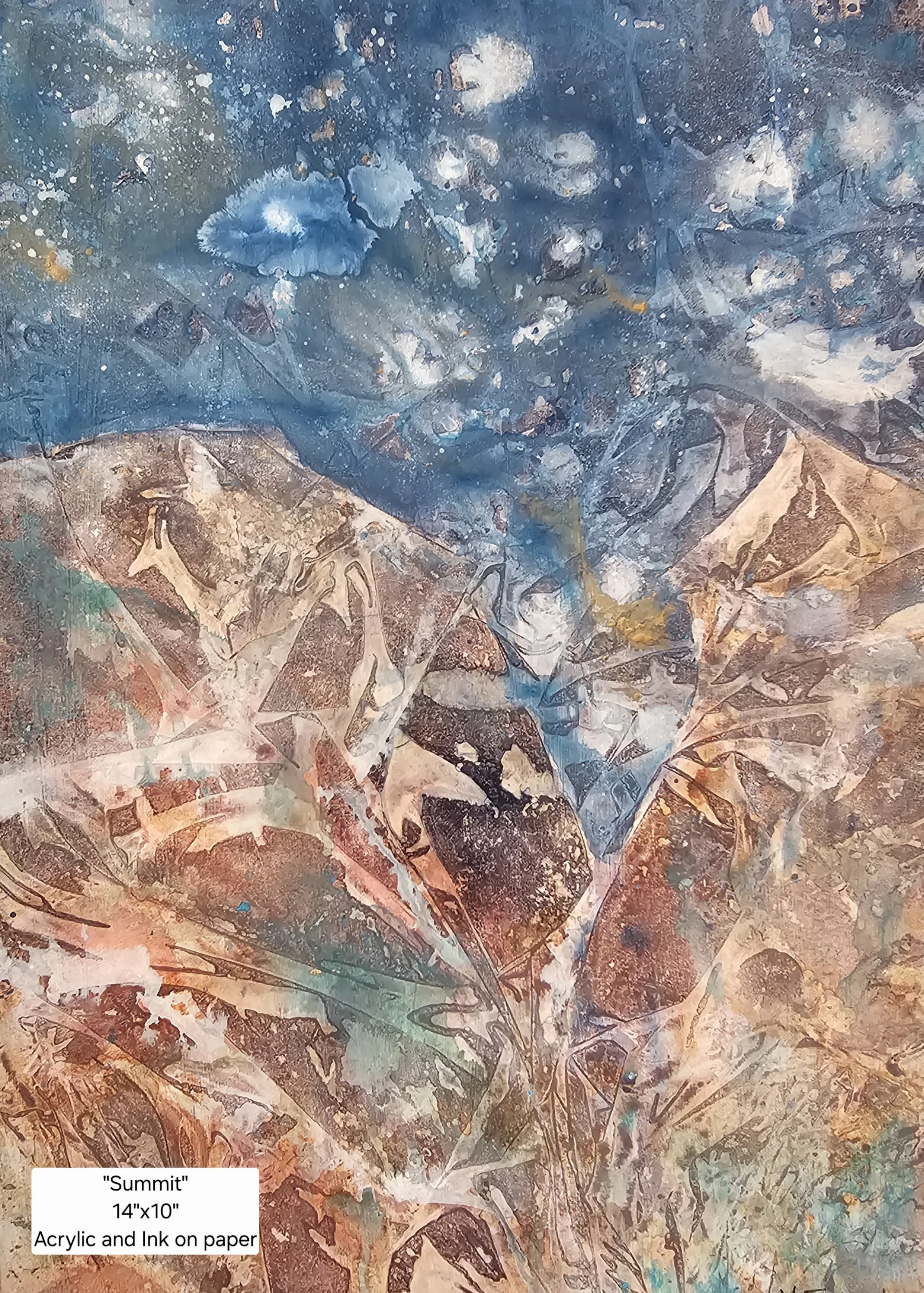 "SUMMIT" 14X10" Mixed media on paper 2025
