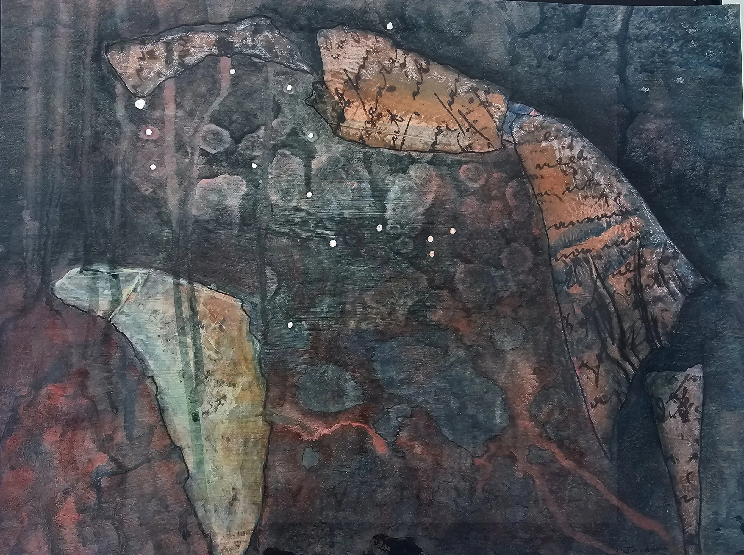 "POISON MONARCHY" Mixed media on paper 10X13" 2025