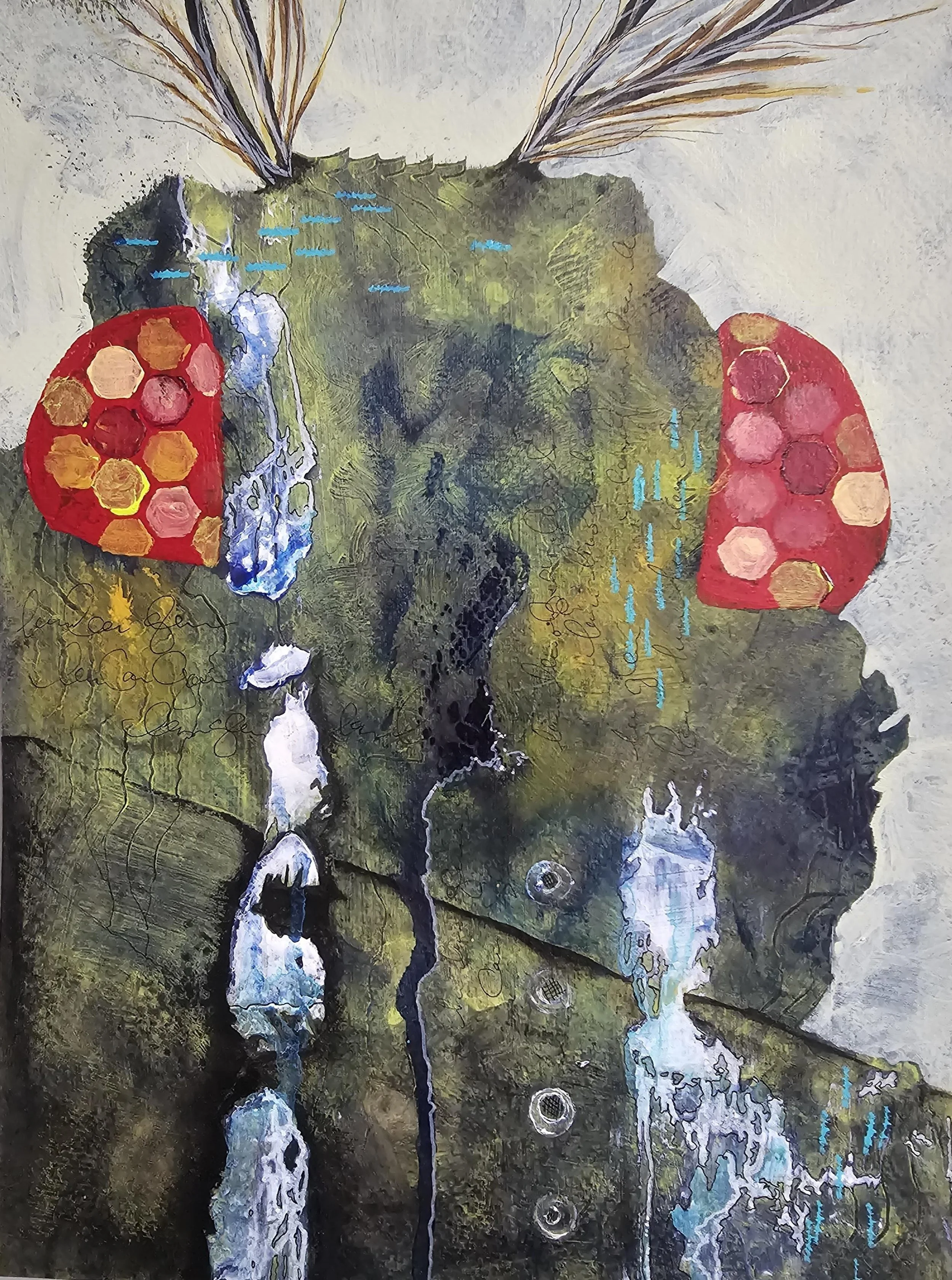 "MOTHMAN" 12X9" Mixed media on paper 2025