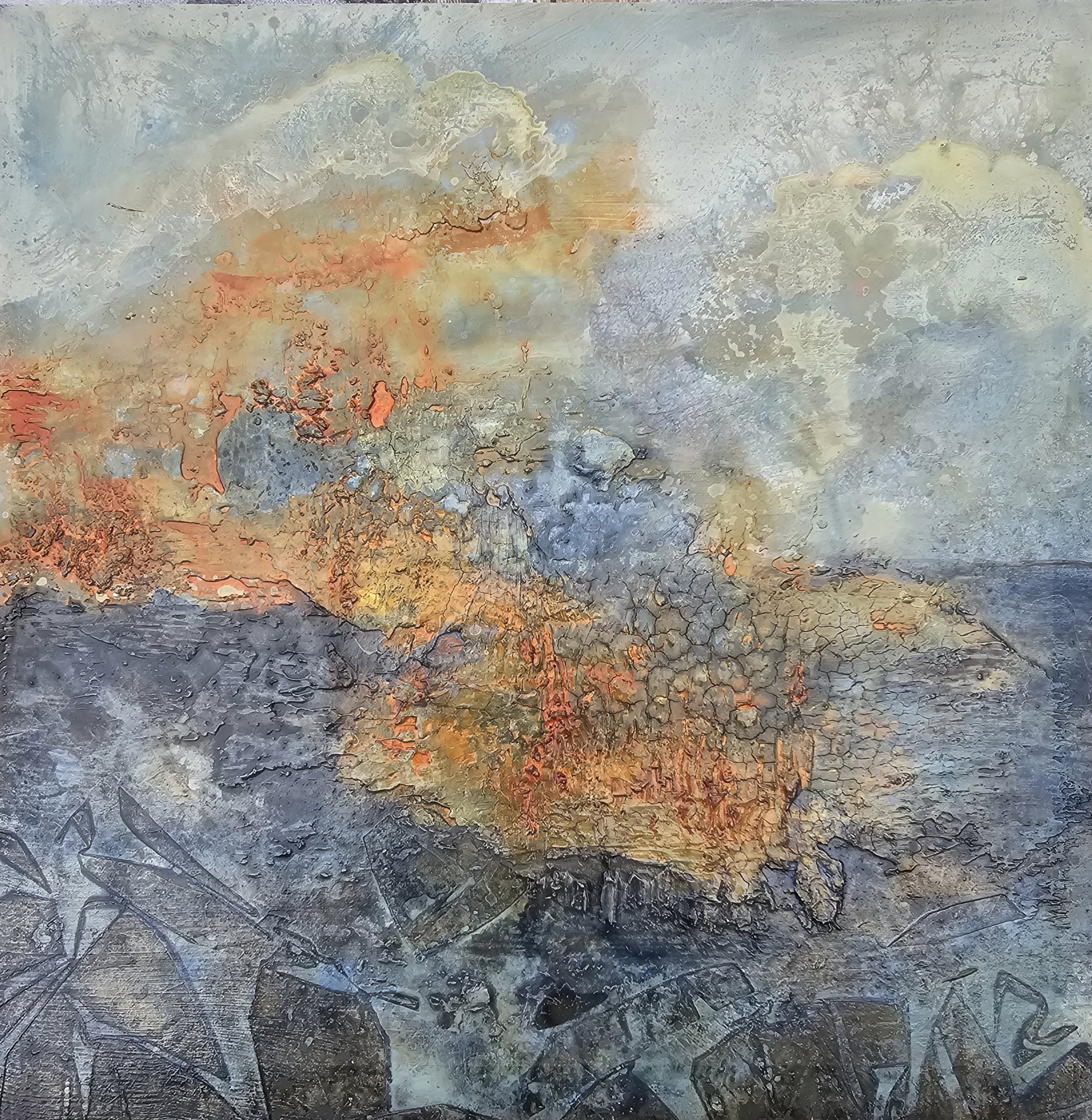 "SEASIDE MORNING" 10X10" Mixed media on canvas board 2025