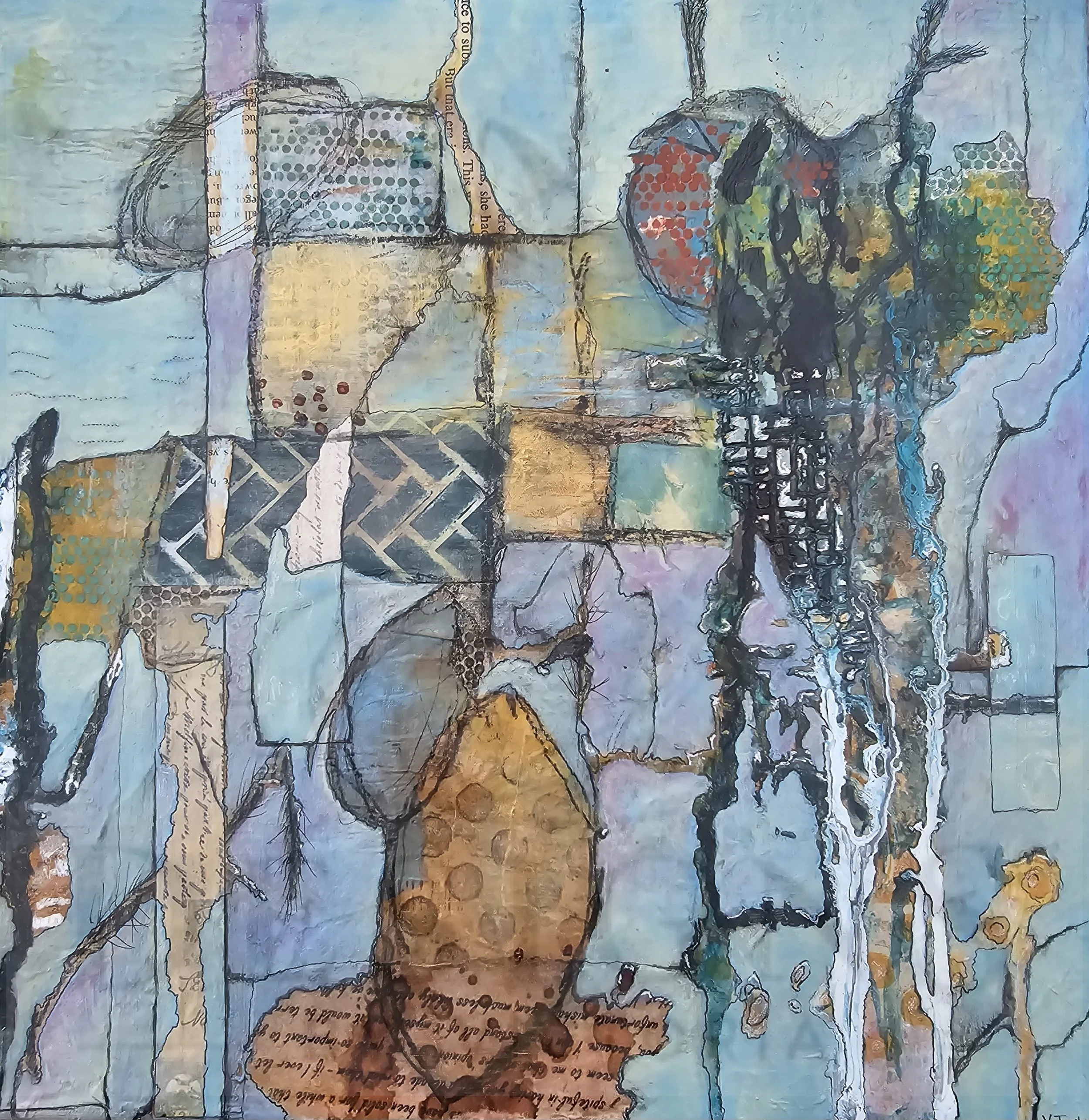 "BENCHWORK" 12X12 Mixed media on canvas  2025