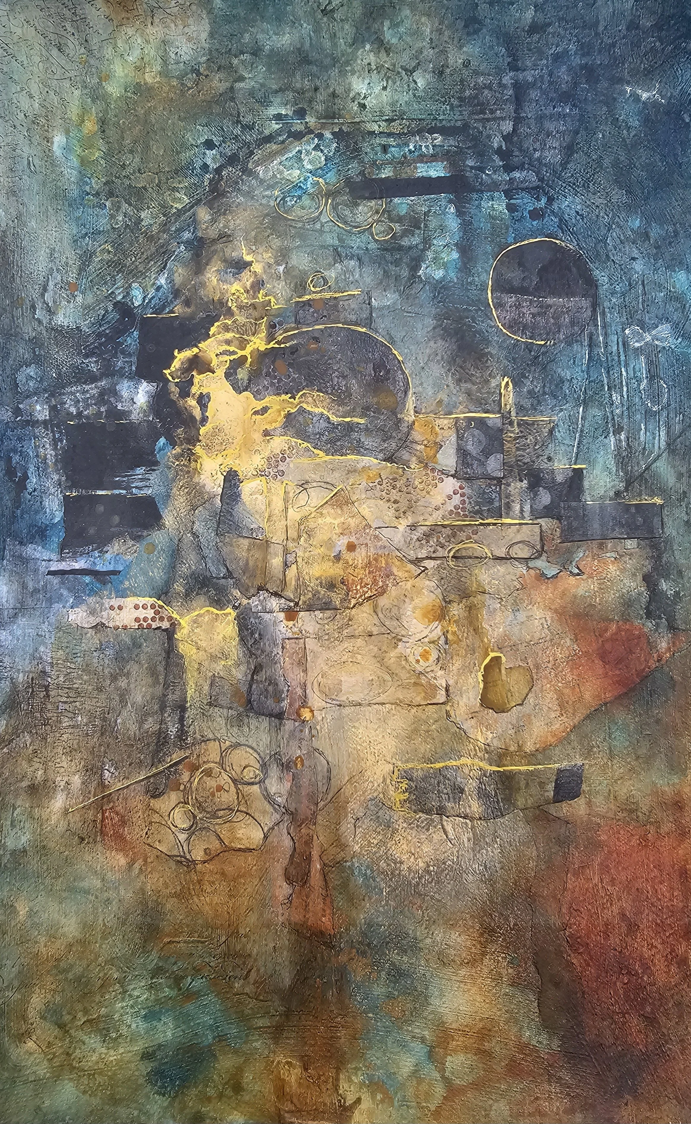 "COUNTERPOINT" 18X12" Mixed media on paper 2025