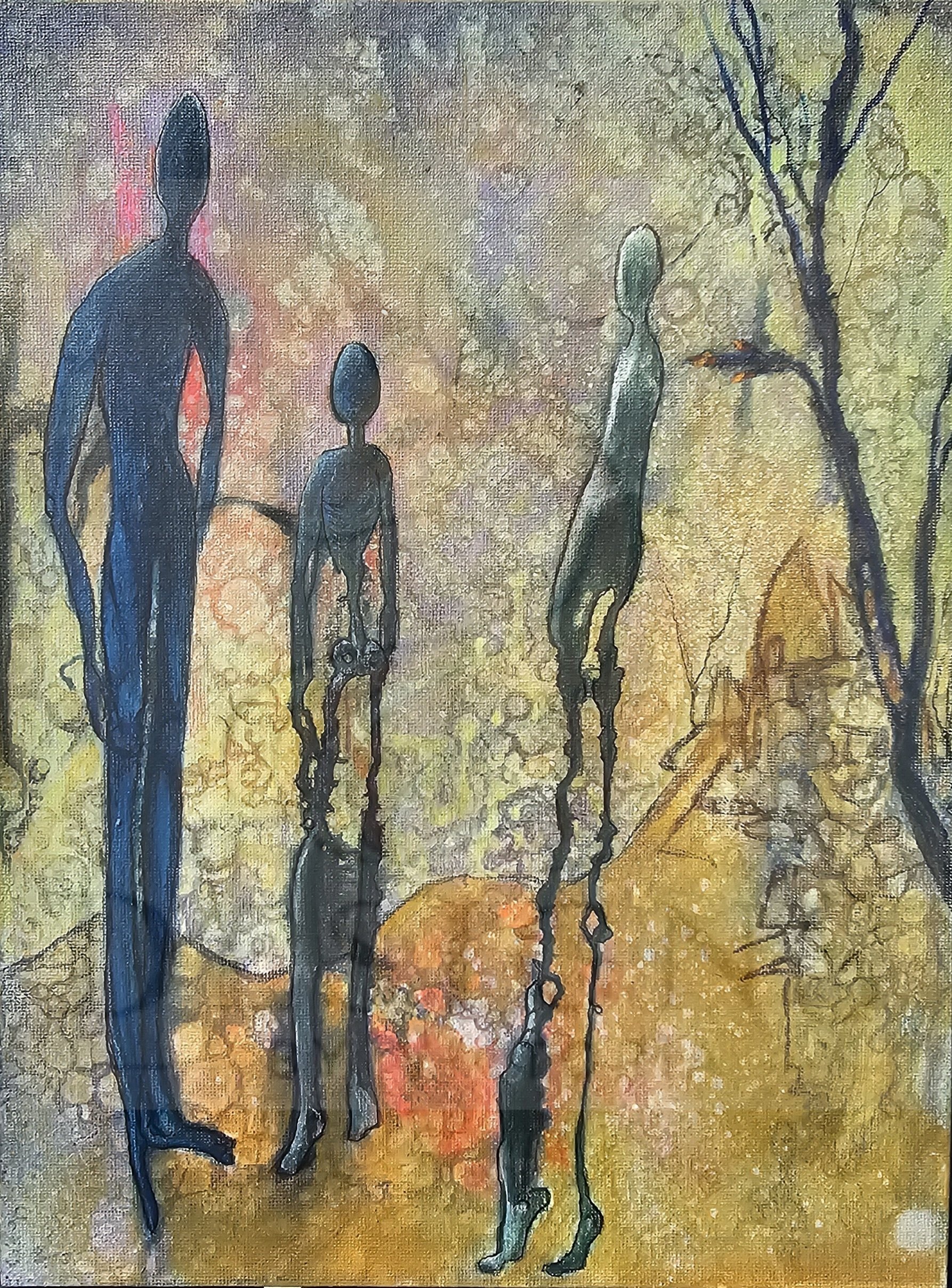 "EXTIRPATION" 9"X12" Acrylic, pen and pencil on canvas board (2026)