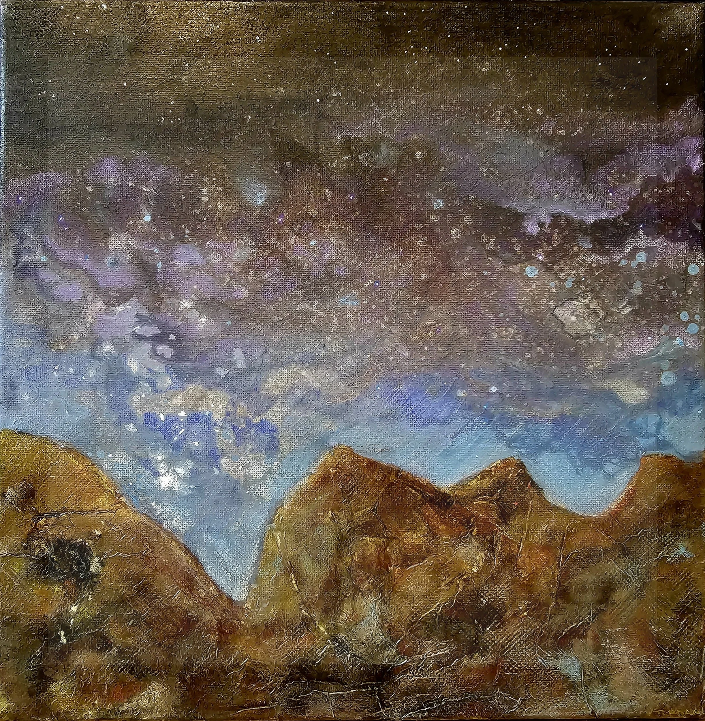 "STARFALL" 12"x12" Mixed Media on canvas (2026)