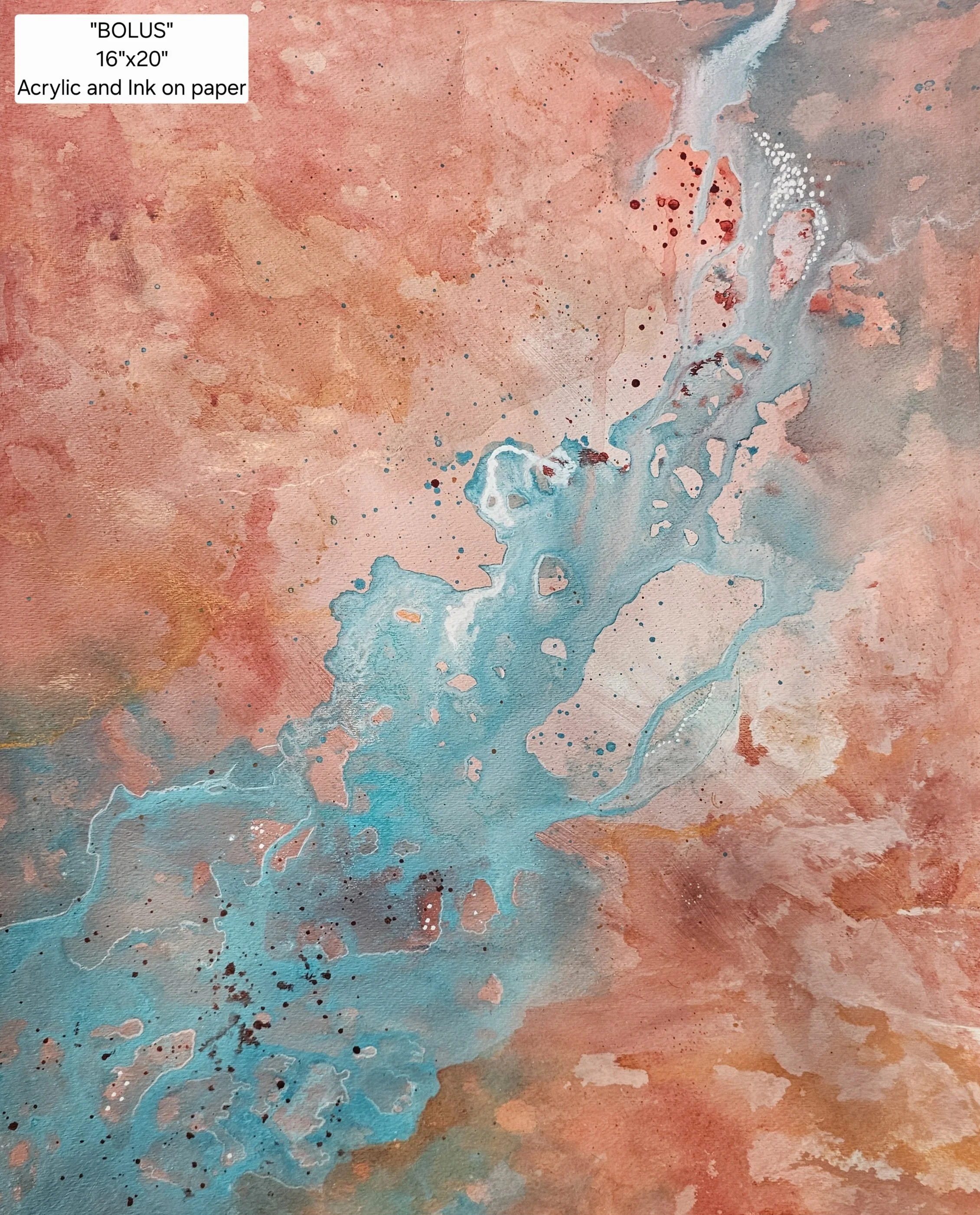 "BOLUS" 16X20" Mixed media on Fabriano paper mounted on canvas 2025