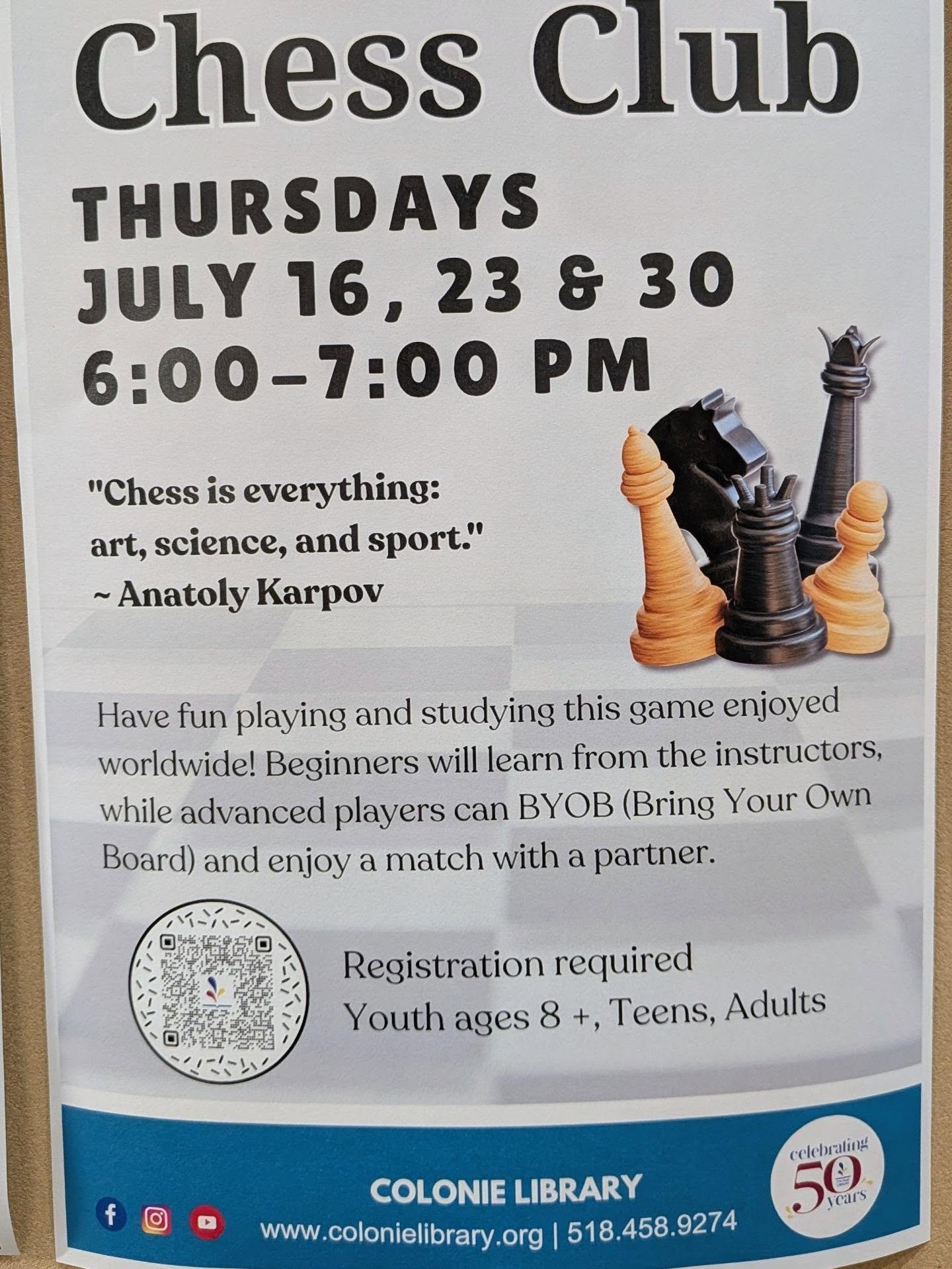There are still seats available for our last community chess club at the Colonie Library this Thursday. Join us and learn "the royal game"
#chess #steam #stemeducation #colonie #colonieny