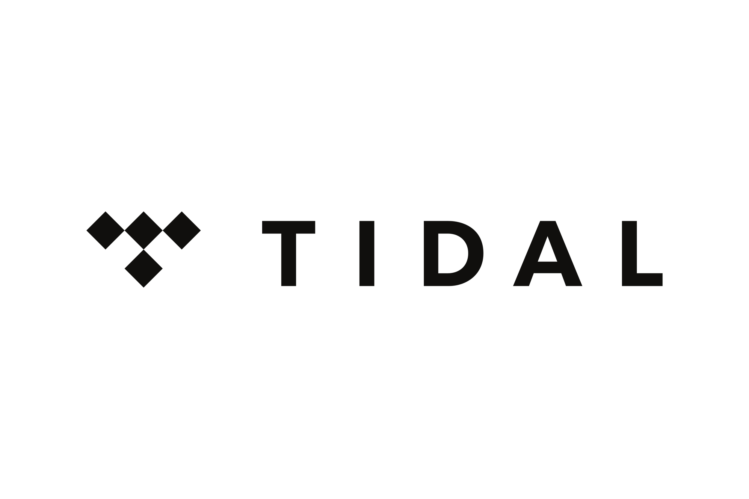 Logo di Tidal con simbolo a forma di diamanti e testo nero su sfondo bianco.