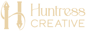 Huntress Creative Logo - Large "H" made out of two calligraphy pen tip nibs connected by a swoosh