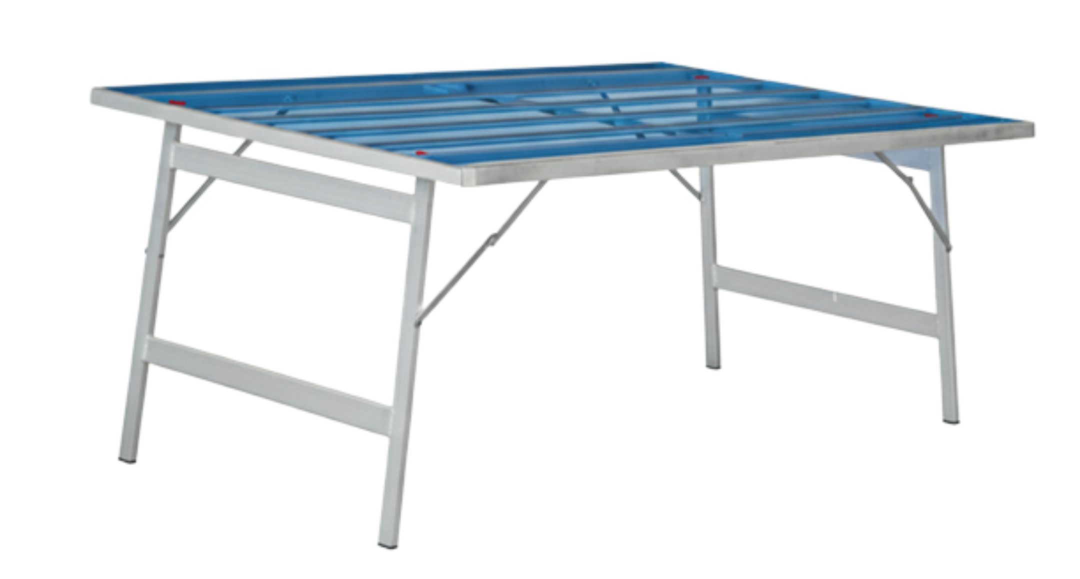 Mesa de aluminio reforzado resistente y fácil de transportar para mercado o feria con posible inclinación y superficie de vitroresina con perfil de 30x18. Aguanta 140kg. Mesa especial marcadillo para fruta y ropa
