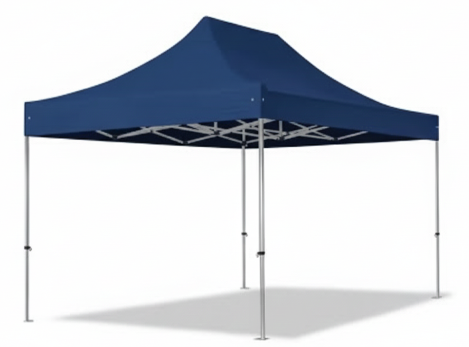 Carpa azul de jardín con estructura de metal para eventos o protección solar