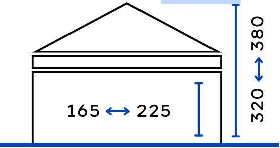 Diagrama técnico con líneas y flechas que indican dimensiones y medidas específicas de una carpa