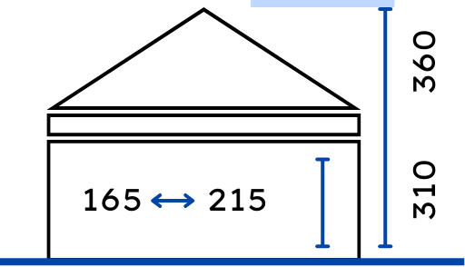 Diagrama técnico con líneas y flechas que indican dimensiones y medidas específicas de una carpa