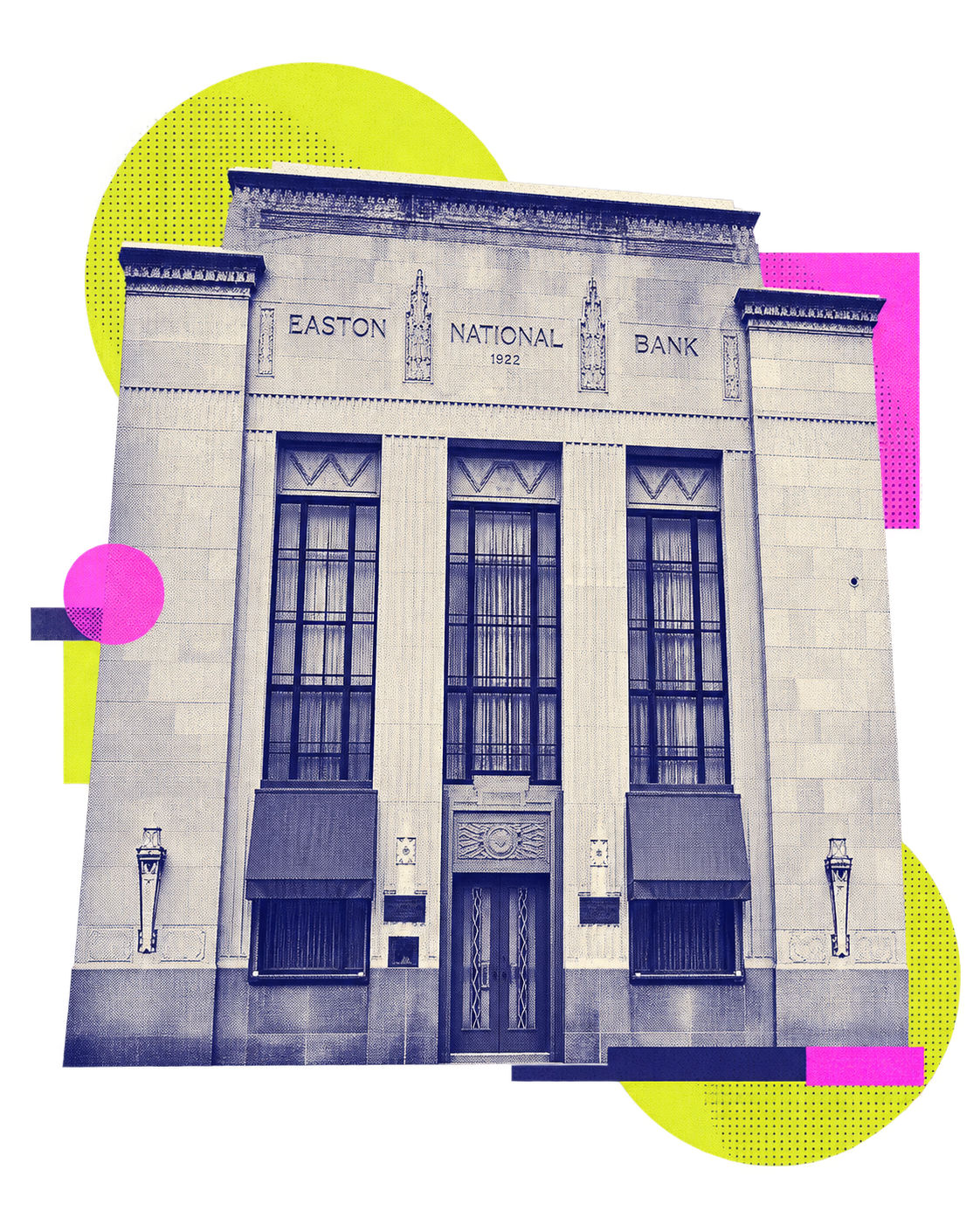 Black and white photograph of a historic building Bank Street Annex located in Easton, Pa
