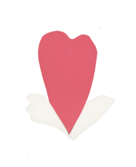Pink heart-shaped object with white wings on a white background.
