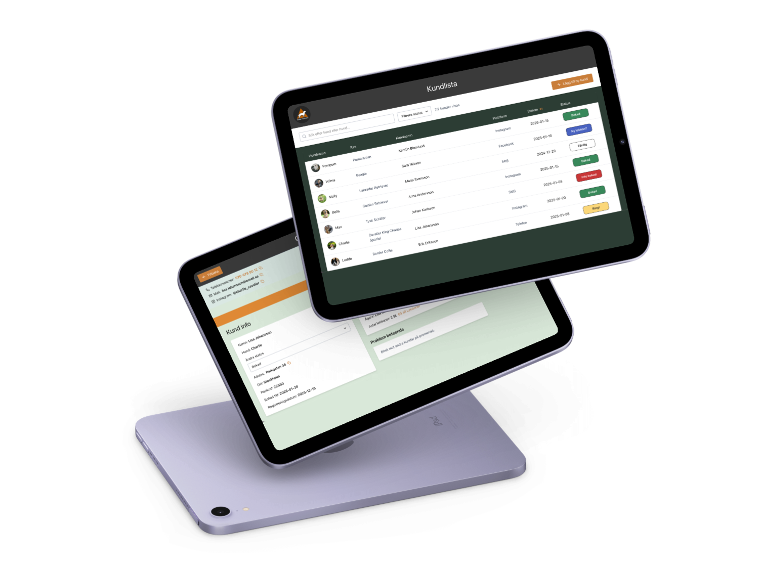 Dog training company customer database