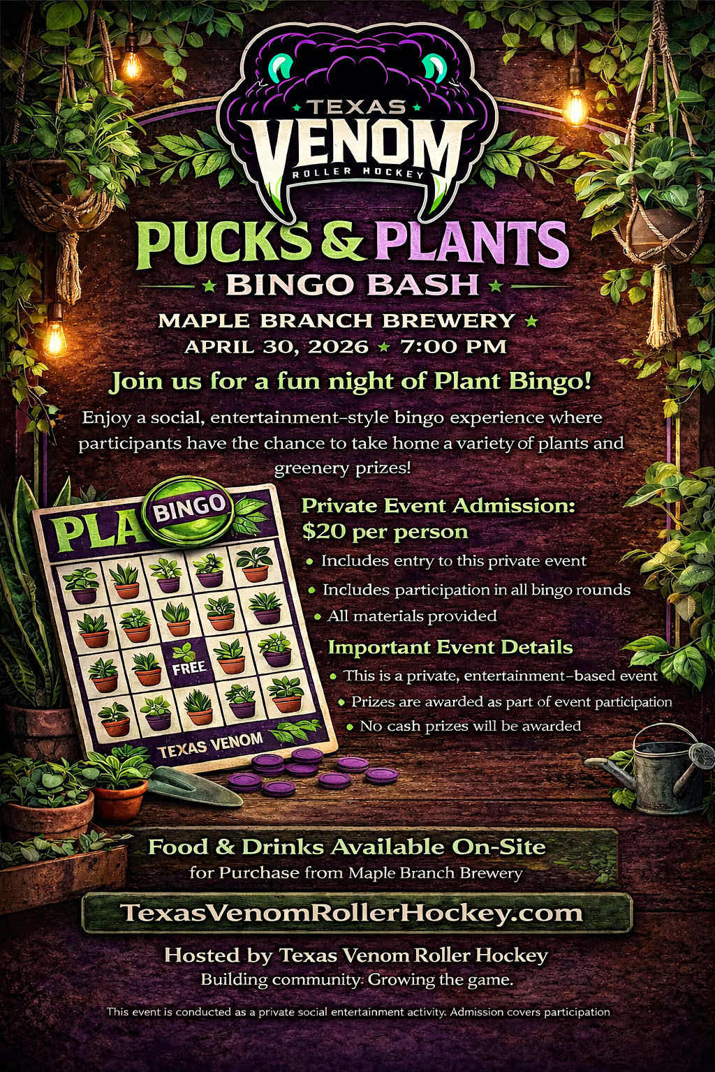Pucks & Plants Bingo Bash
