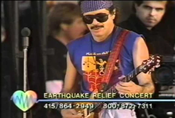 Santana performing at the 1989 Earthquake Relief Concert.