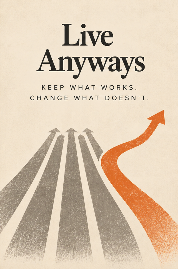 A path breaking away from the default, representing the choice to live more intentionally.