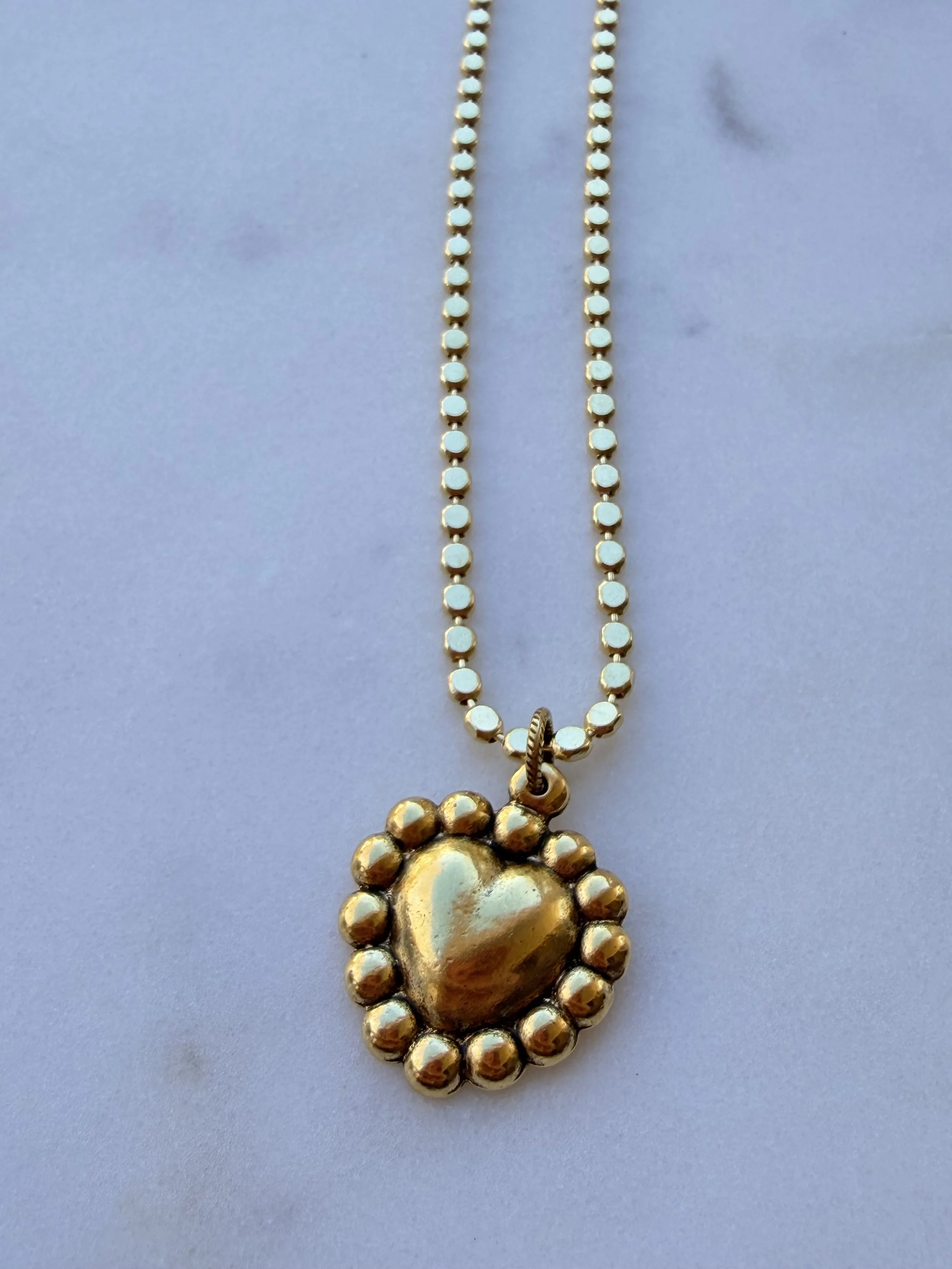 18in. Gold Necklace with Gold Heart Charm